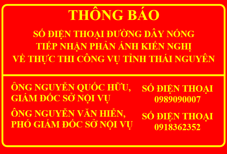 Công khai số điện thoại đường dây nóng tiếp nhận phản ánh kiến nghị về việc thực thi công vụ của đội ngũ cán bộ, công chức, viên chức