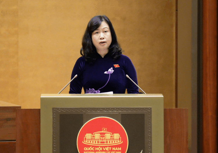 Kỳ họp thứ 10, Quốc hội khóa XV: Bộ trưởng Bộ Y tế Đào Hồng Lan trình bày trước Quốc hội dự án Luật Dân số